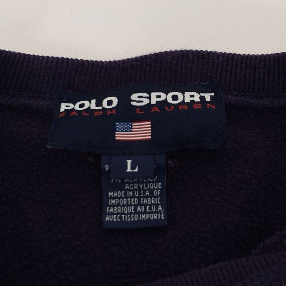 Vintage Ralph Lauren Polo Sport Sweatshirt L Purple Embroidered Pony Crew USA - Picture 3 of 8